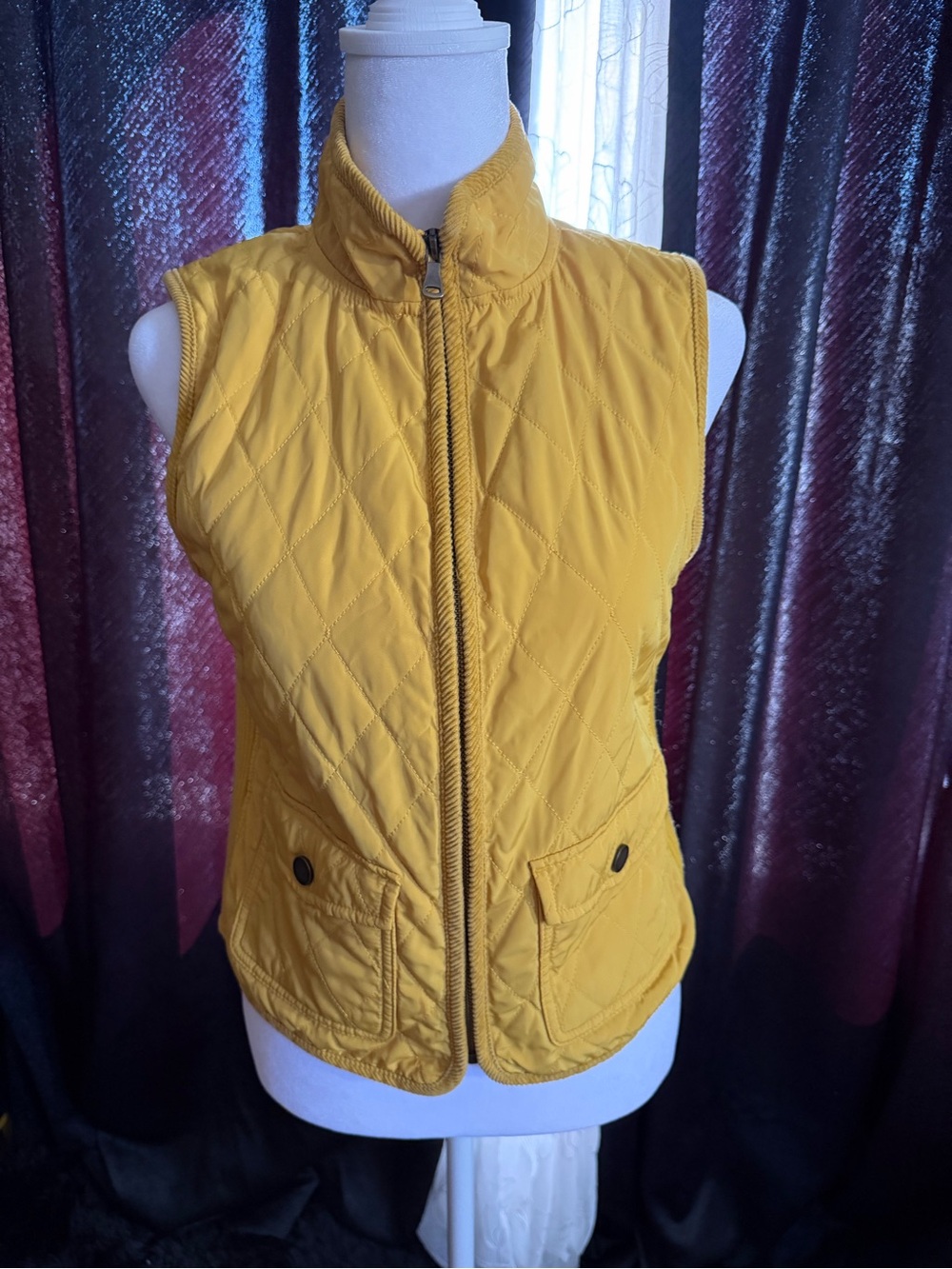 Talbots Mustard Yellow Quilted Sleeveless Vest